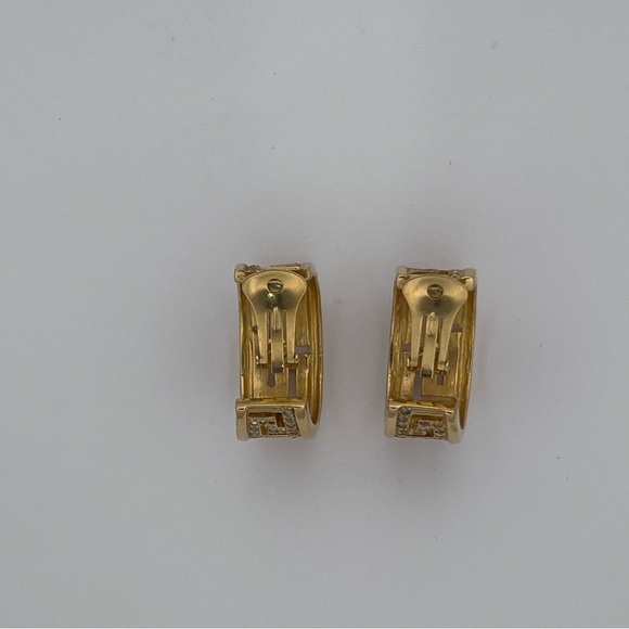 SOLD Versace Gianni Versace Vintage Large Greek key Hoop clip on earrings - Picture 6 of 9